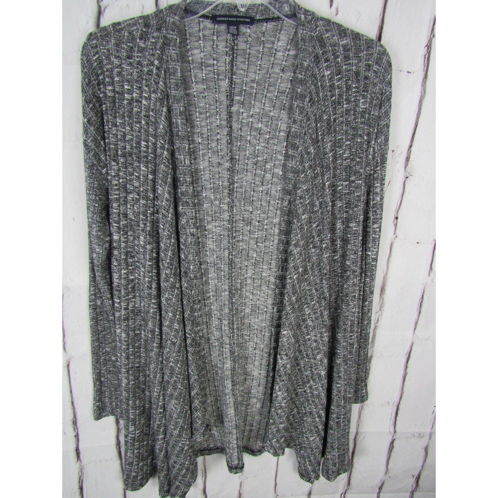 American Eagle Women's Black & White Blend Long Sleeve Small Cardigan